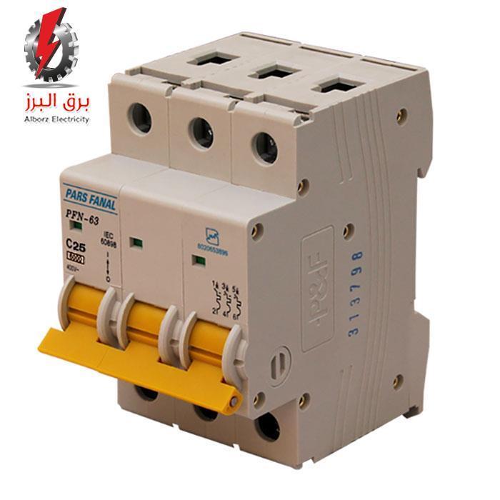 کلید مینیاتوری سه پل (6KA) 25A پارس فانال